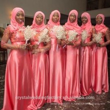 2016 Vestidos de Madrinha Appliques en dentelle Arabie Saoudite Robe de mariée à manches longues Robes demoiselle d&#39;honneur musulman CWF2319